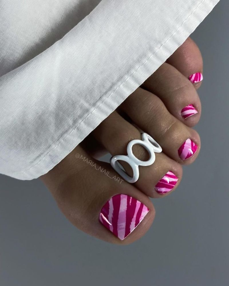 Pink summertime toe nail designs