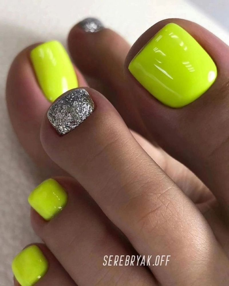 Neon green pedicure