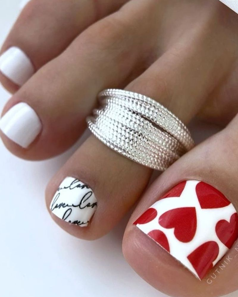 Hearts nail art for feet