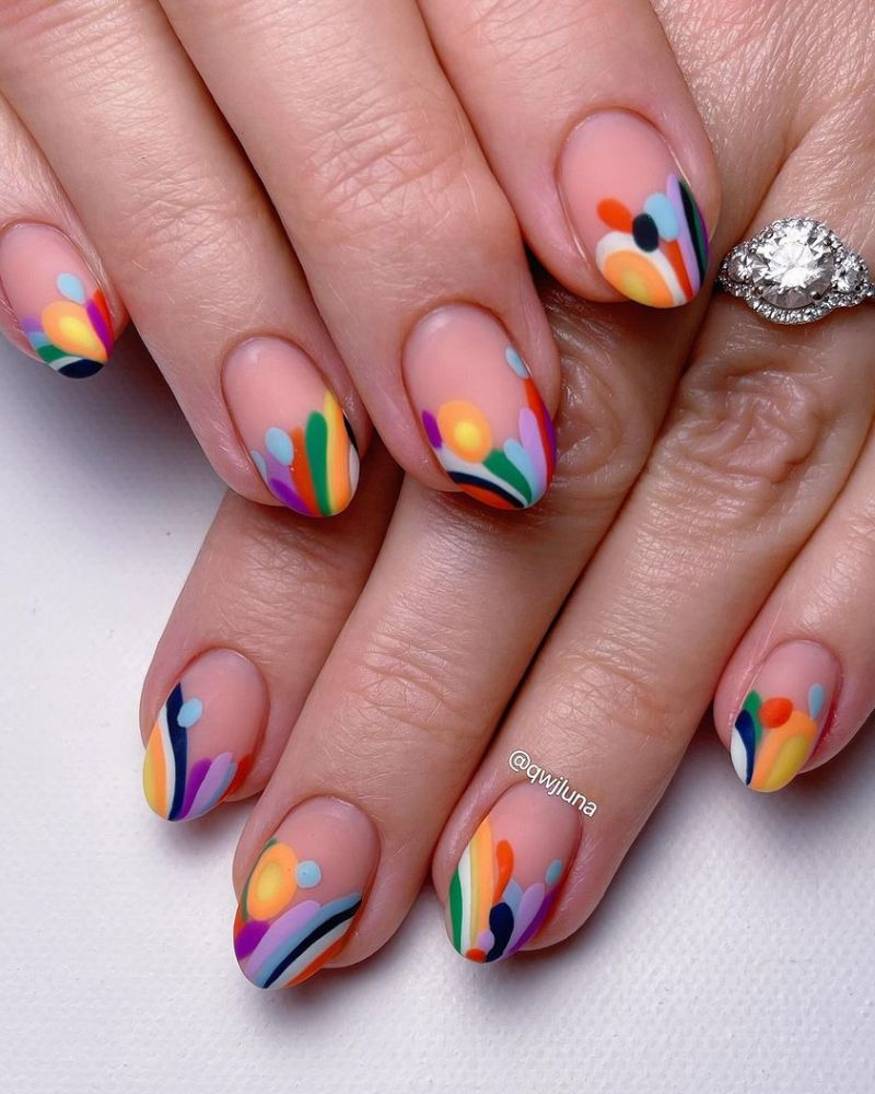 short and Bright summer nail art  designs