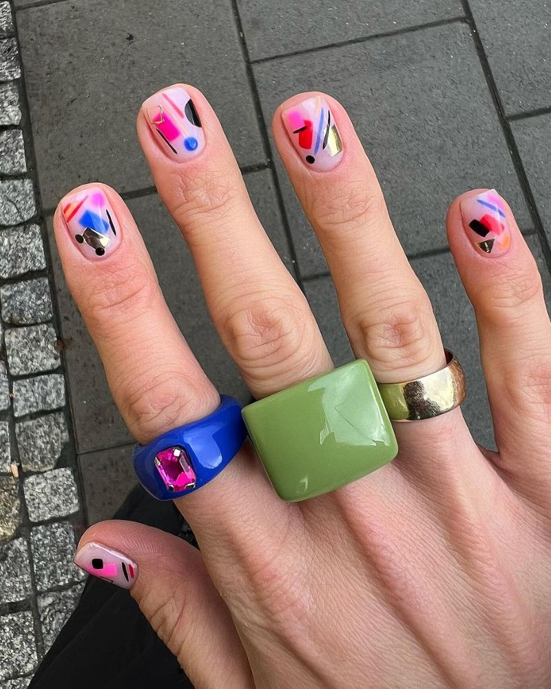 short and Bright summer nail art  designs