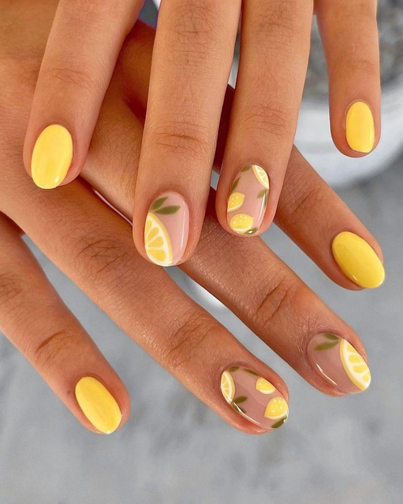 short and Bright summer nail art  designs