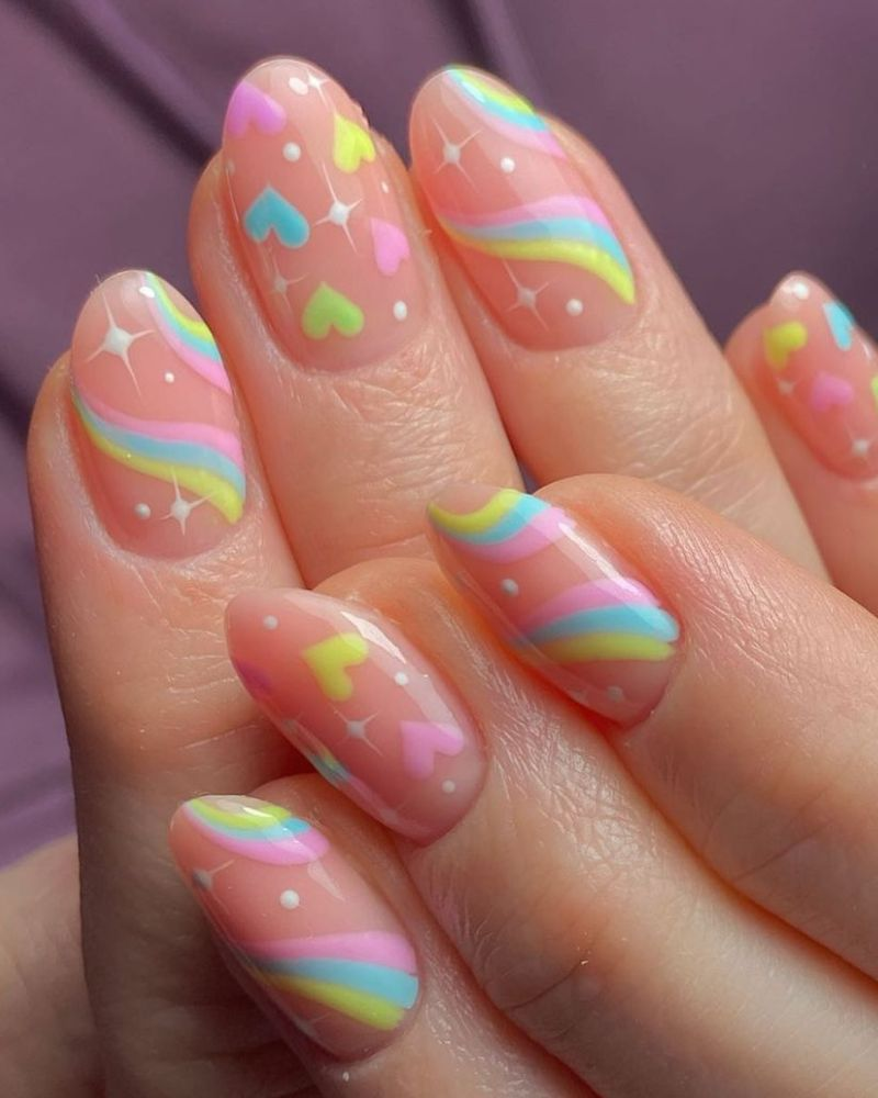 short and Bright summer nail art  designs