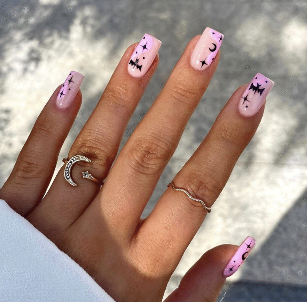 Pink Halloween Nail Designs