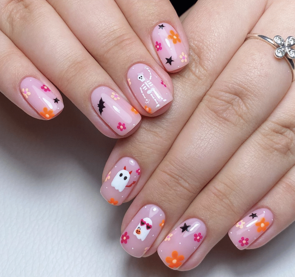 Pink Halloween Nail Designs