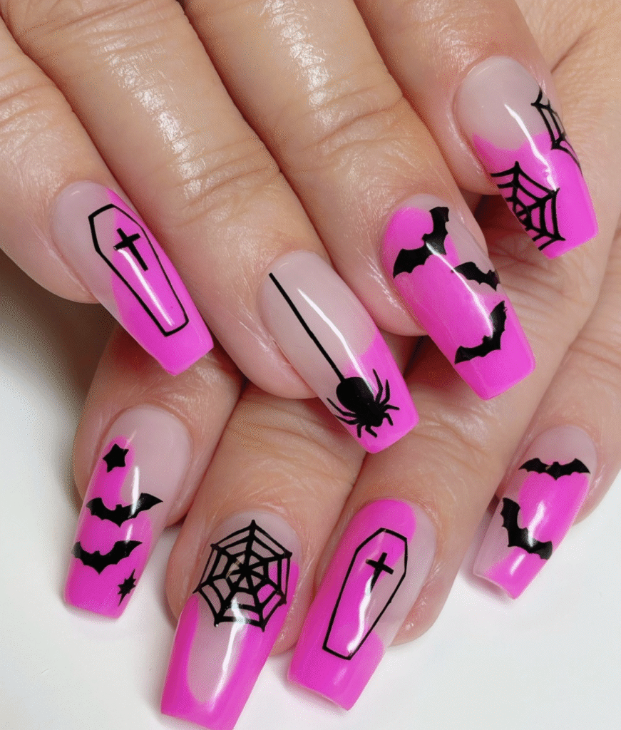Pink Halloween Nail Designs