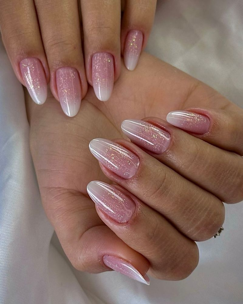 short french tip nails with design