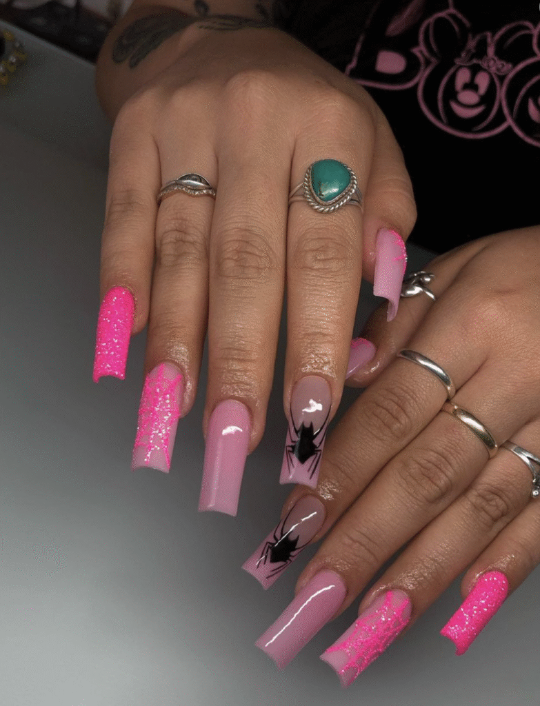 Pink Halloween Nail Designs