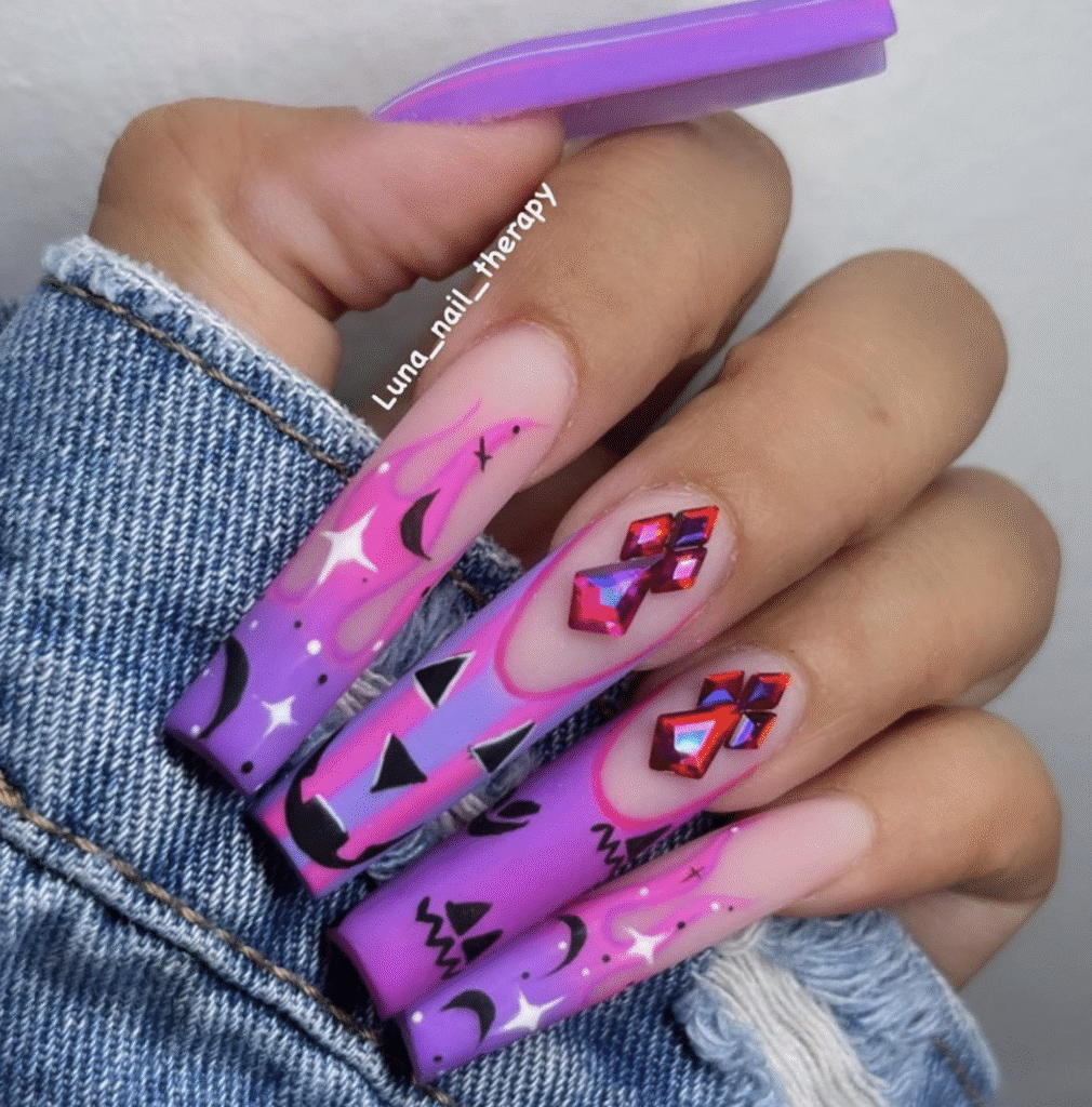 Pink Halloween Nail Designs