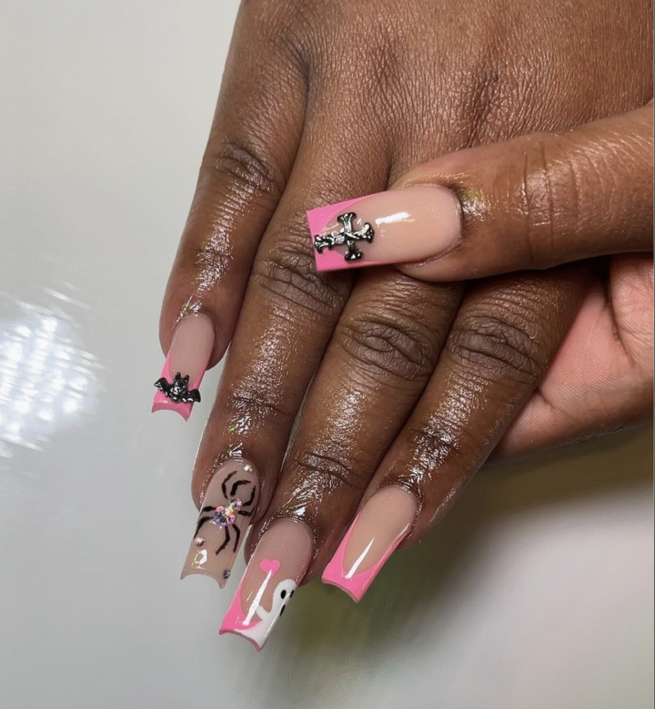 Pink Halloween Nail Designs