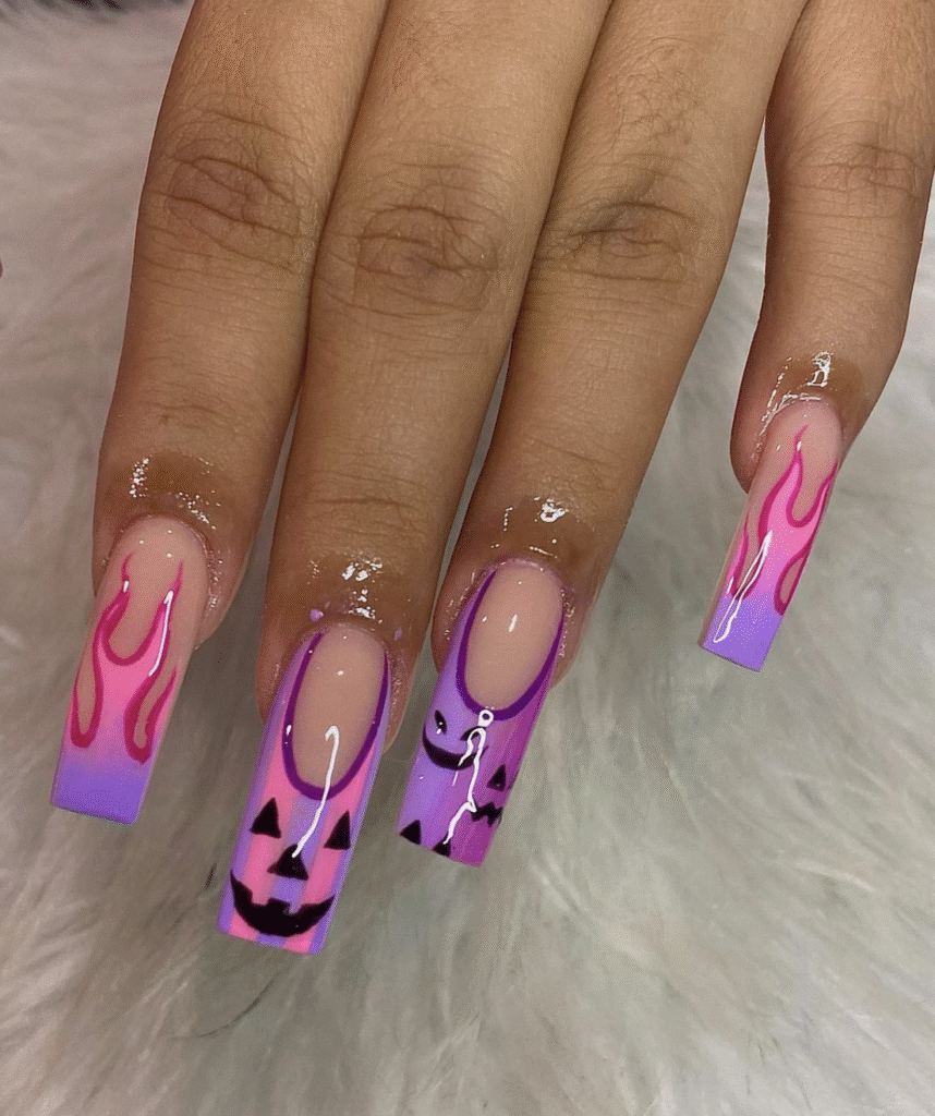 Pink Halloween Nail Designs
