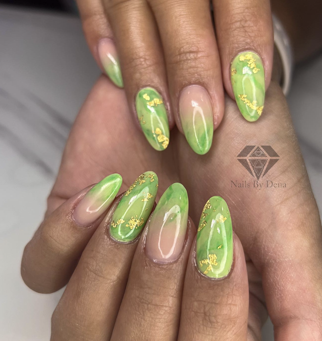 Green Marble Nail Designs