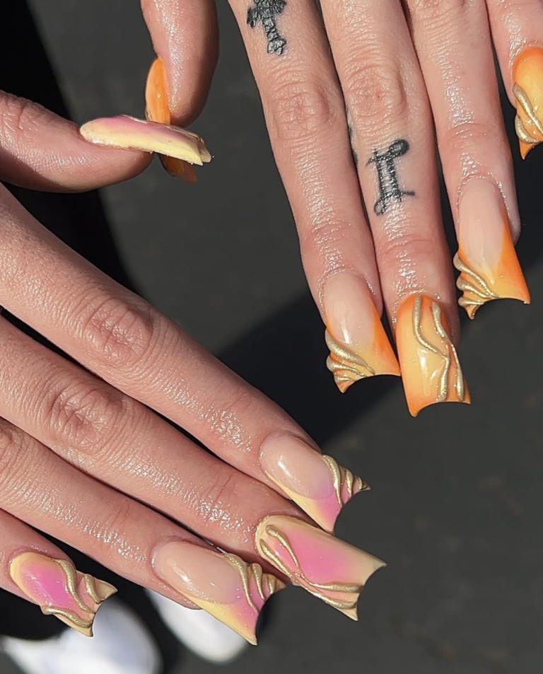Orange and Yellow Nail