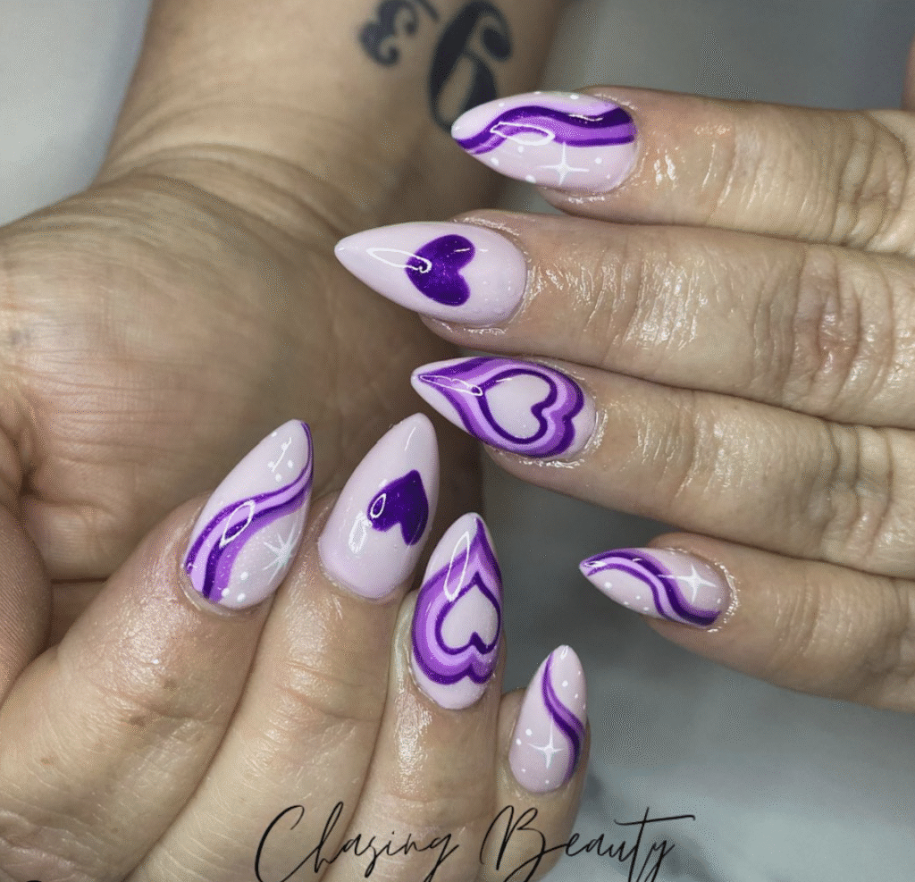 purple Valentine nail designs