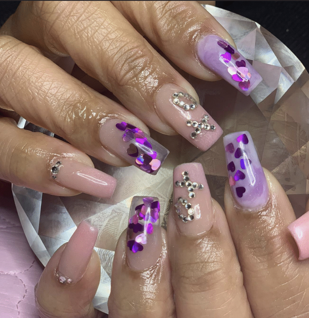 purple Valentine nail designs