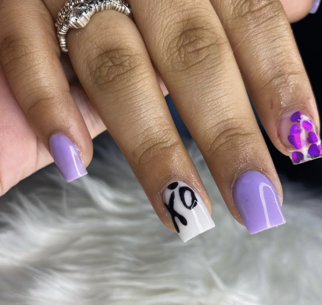purple Valentine nail designs