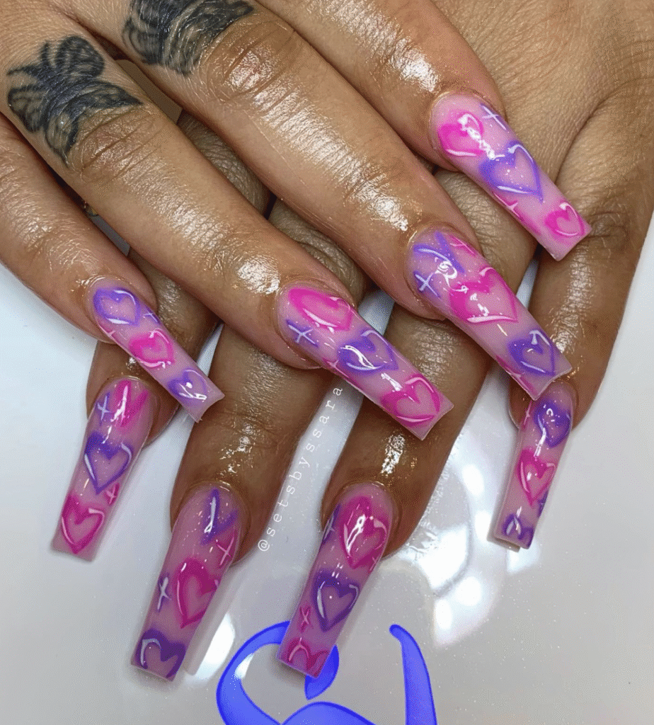 purple Valentine nail designs
