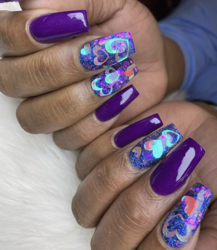 purple Valentine nail designs