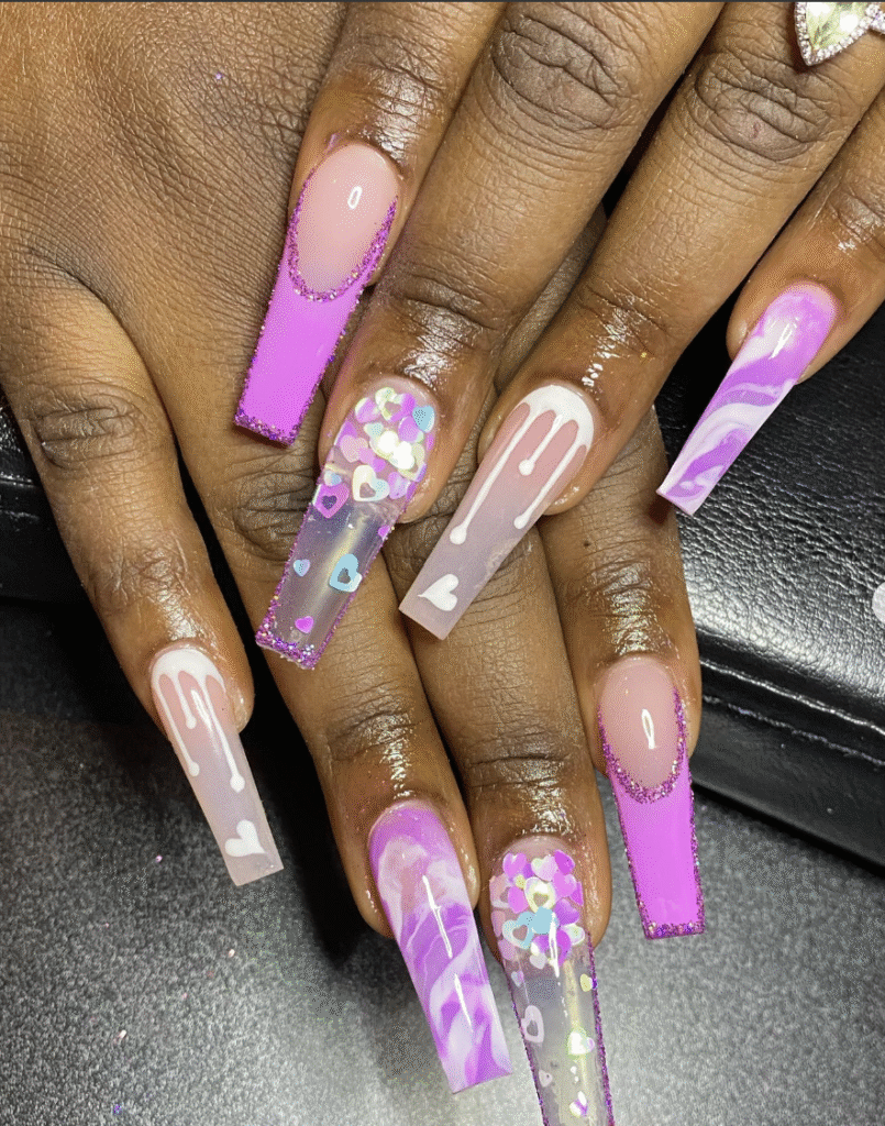 purple Valentine nail designs