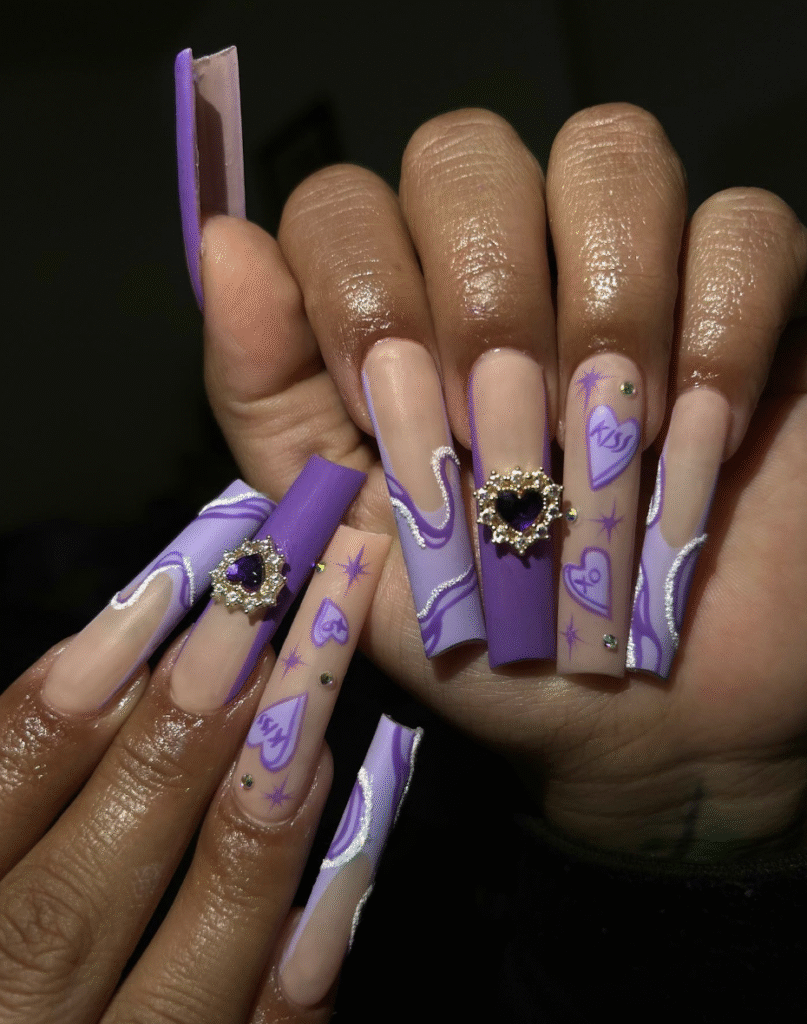 purple Valentine nail designs