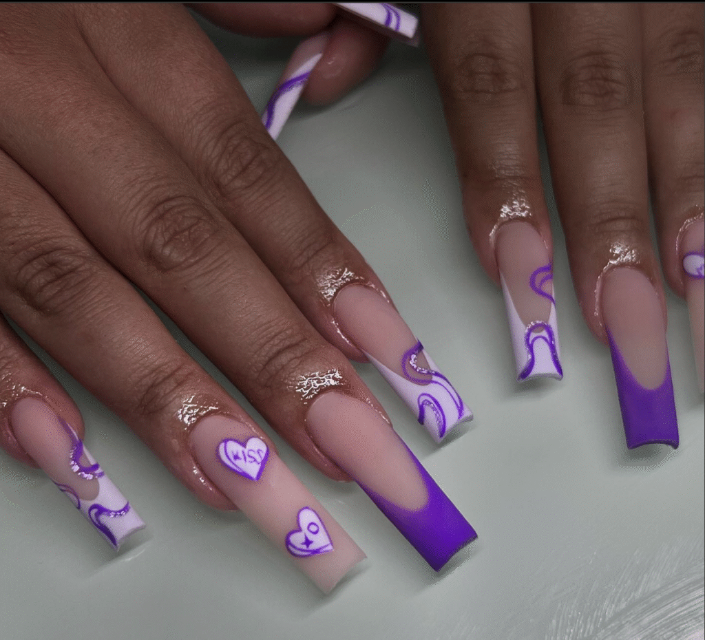 purple Valentine nail designs