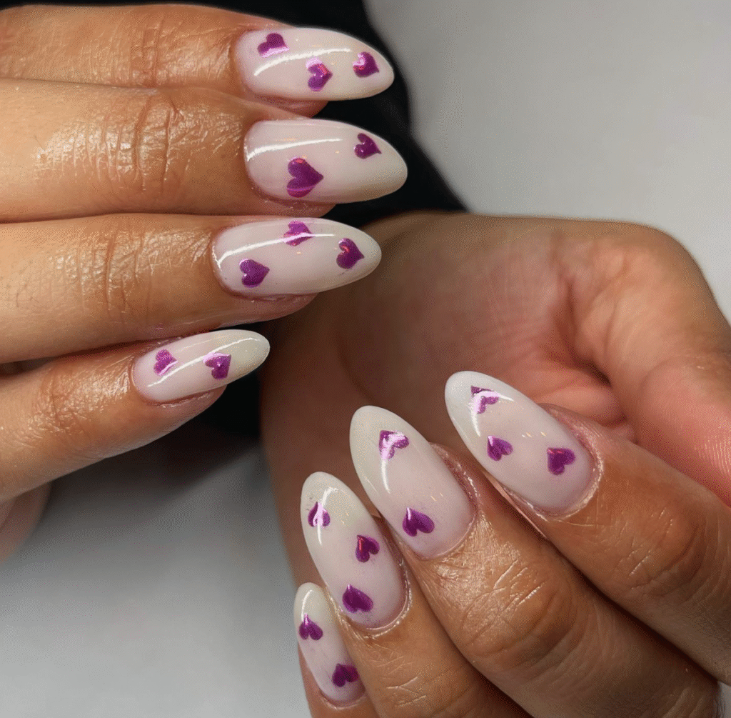 purple Valentine nail designs