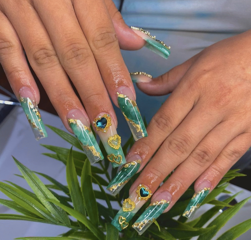 Green Marble Nail Designs
