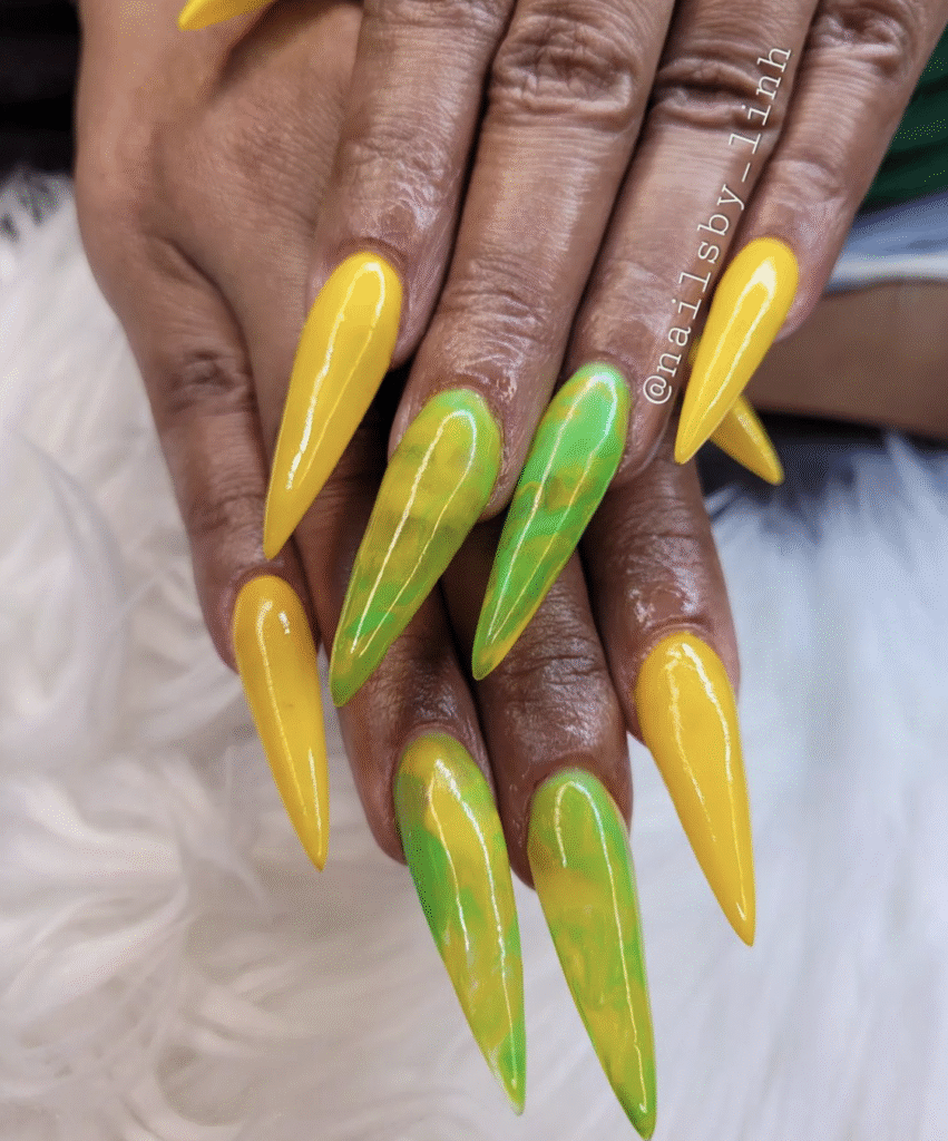 Green Marble Nail Designs