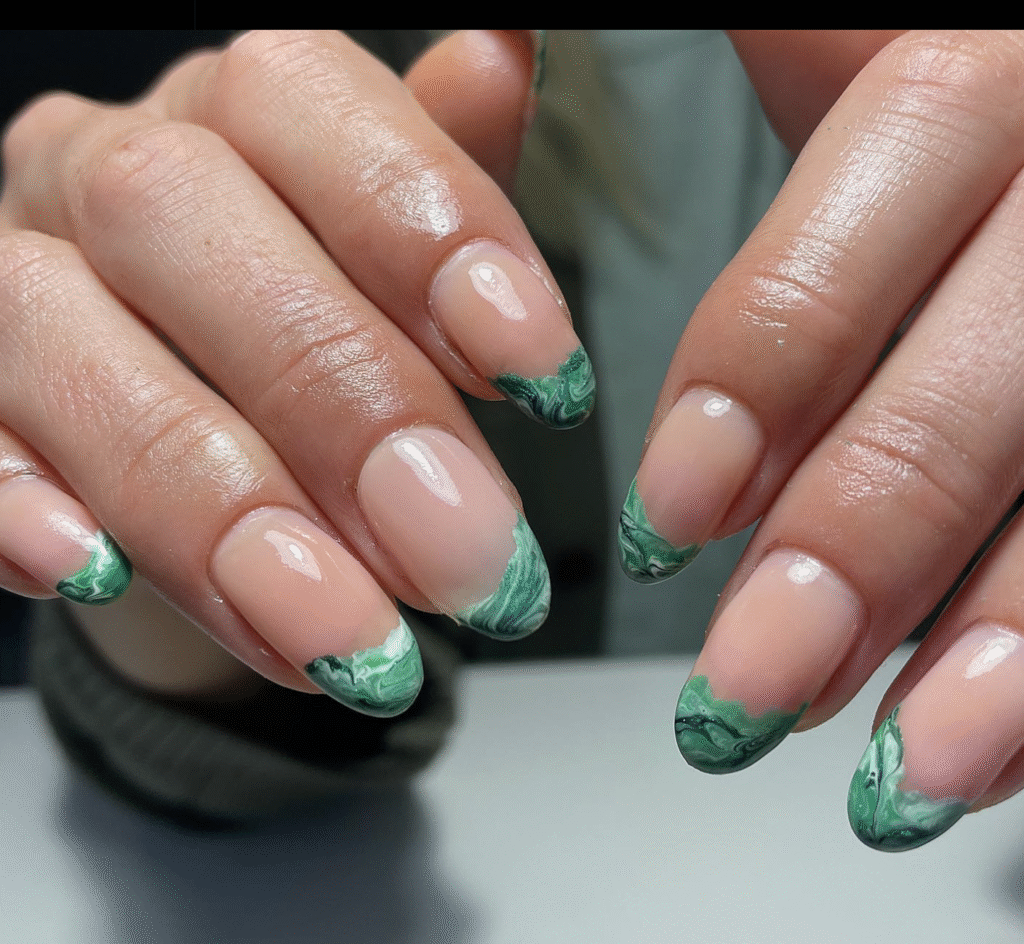 Green Marble Nail Designs