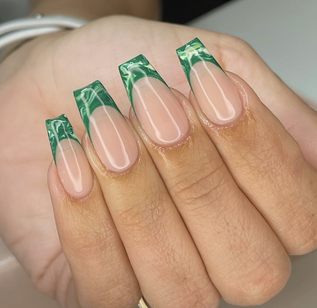 Green Marble Nail Designs