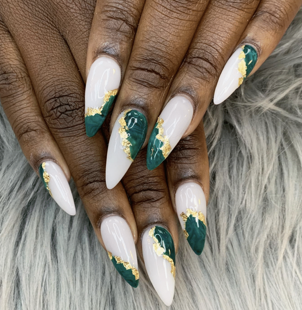Green Marble Nail Designs