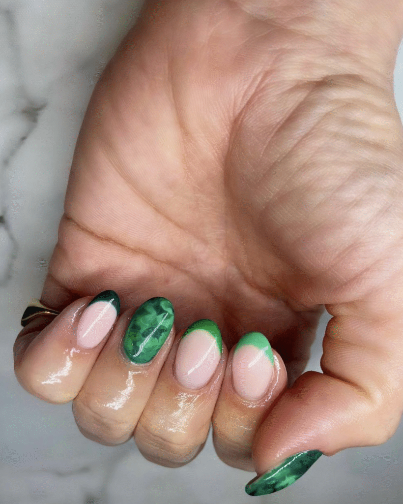 Green Marble Nail Designs