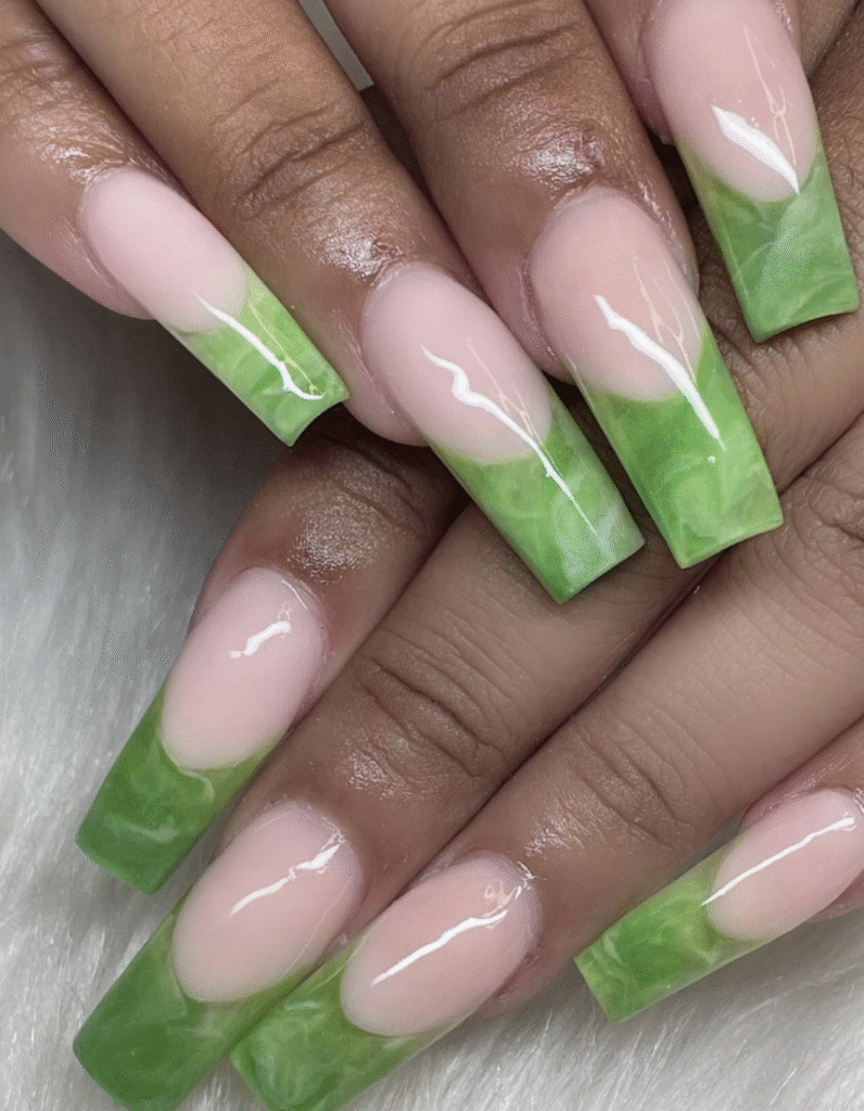 Green Marble Nail Designs