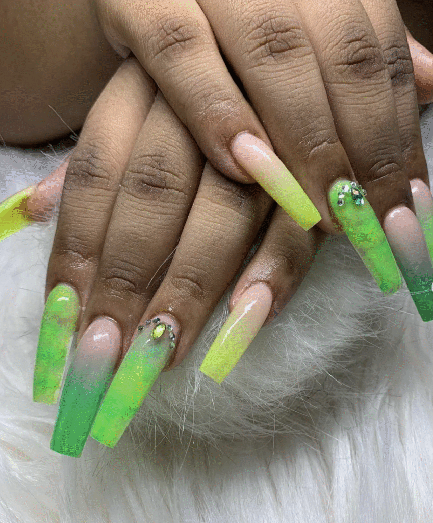 Green Marble Nail Designs