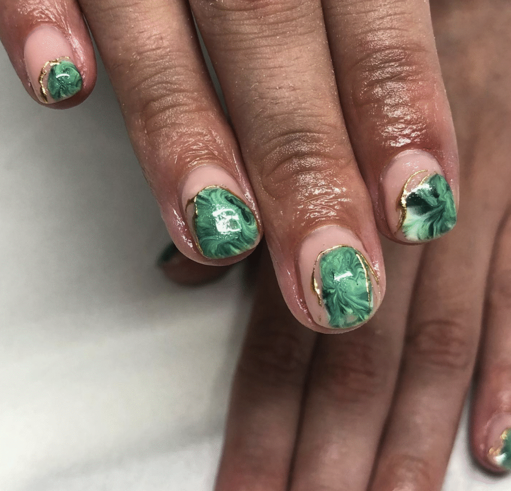 Green Marble Nail Designs