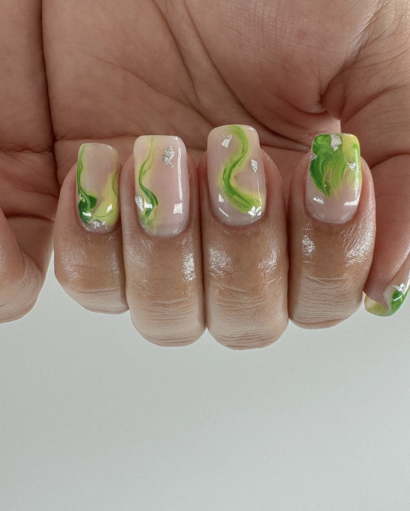 Green Marble Nail Designs