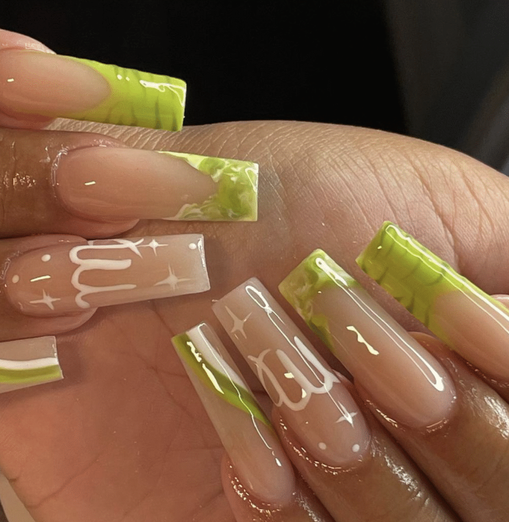 Green Marble Nail Designs