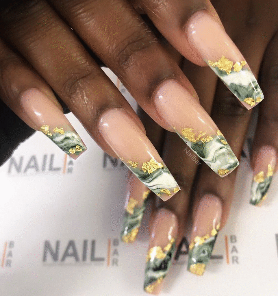 Green Marble Nail Designs