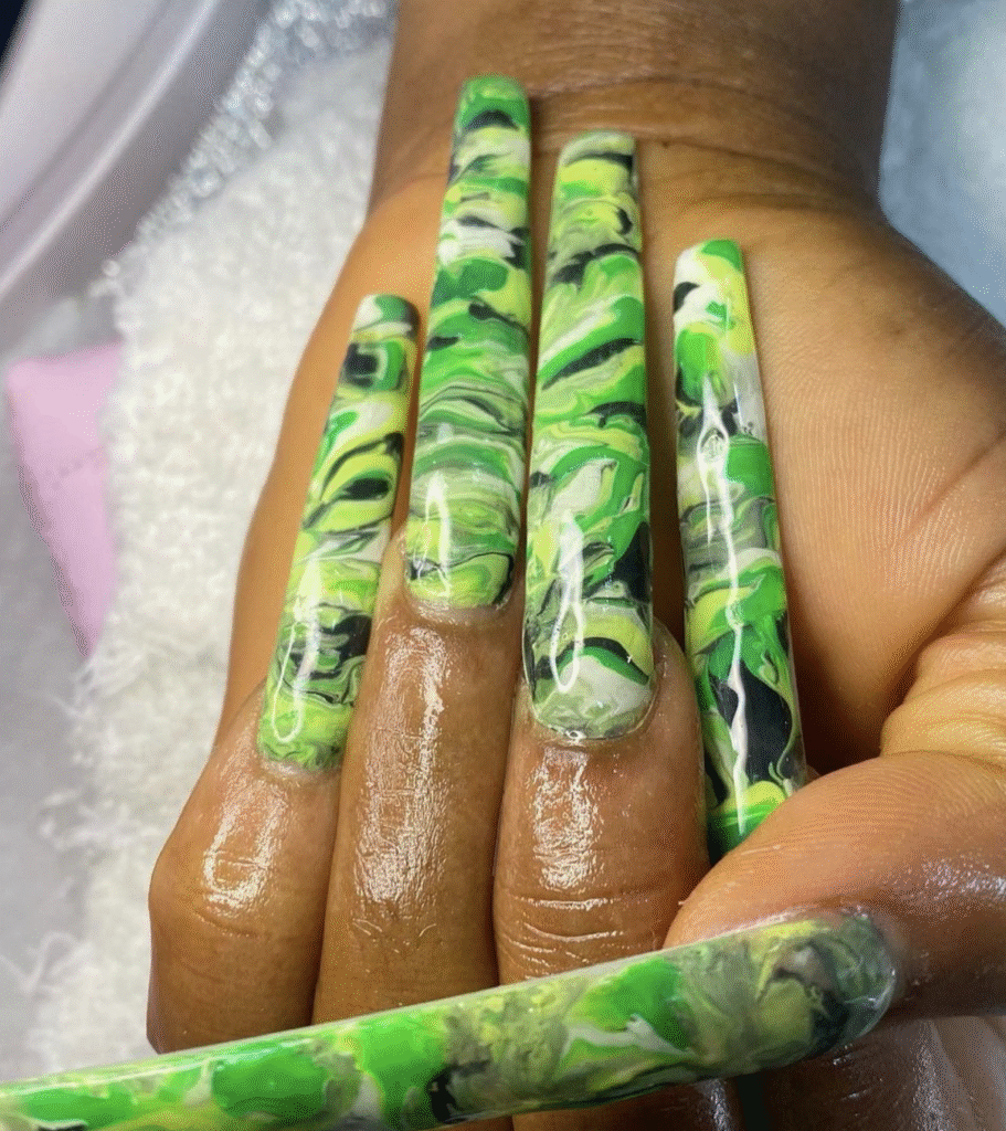 Green Marble Nail Designs