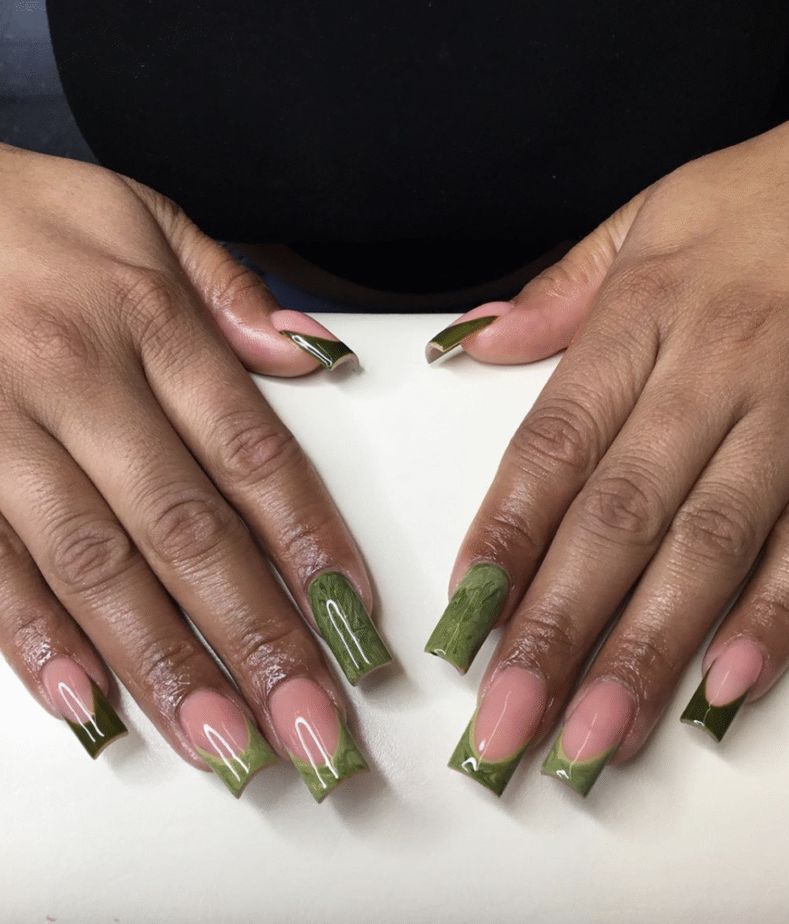 Green Marble Nail Designs