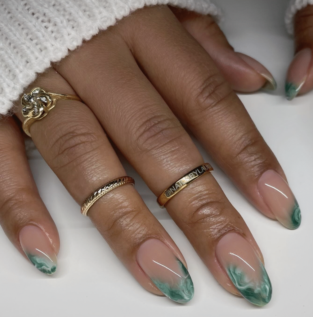 Green Marble Nail Designs