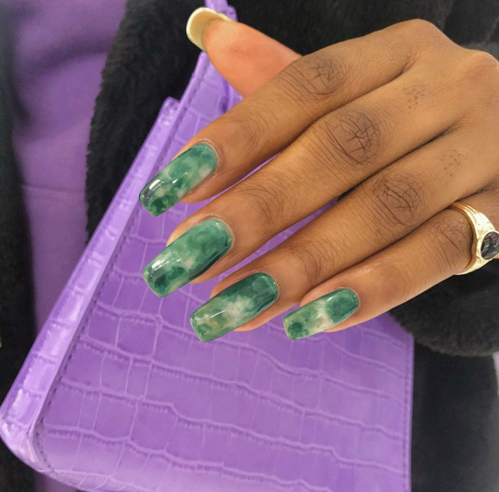 Green Marble Nail Designs