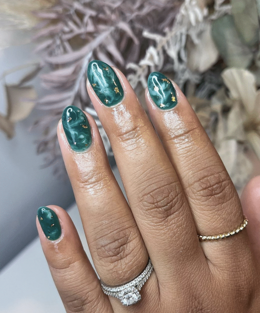 Green Marble Nail Designs