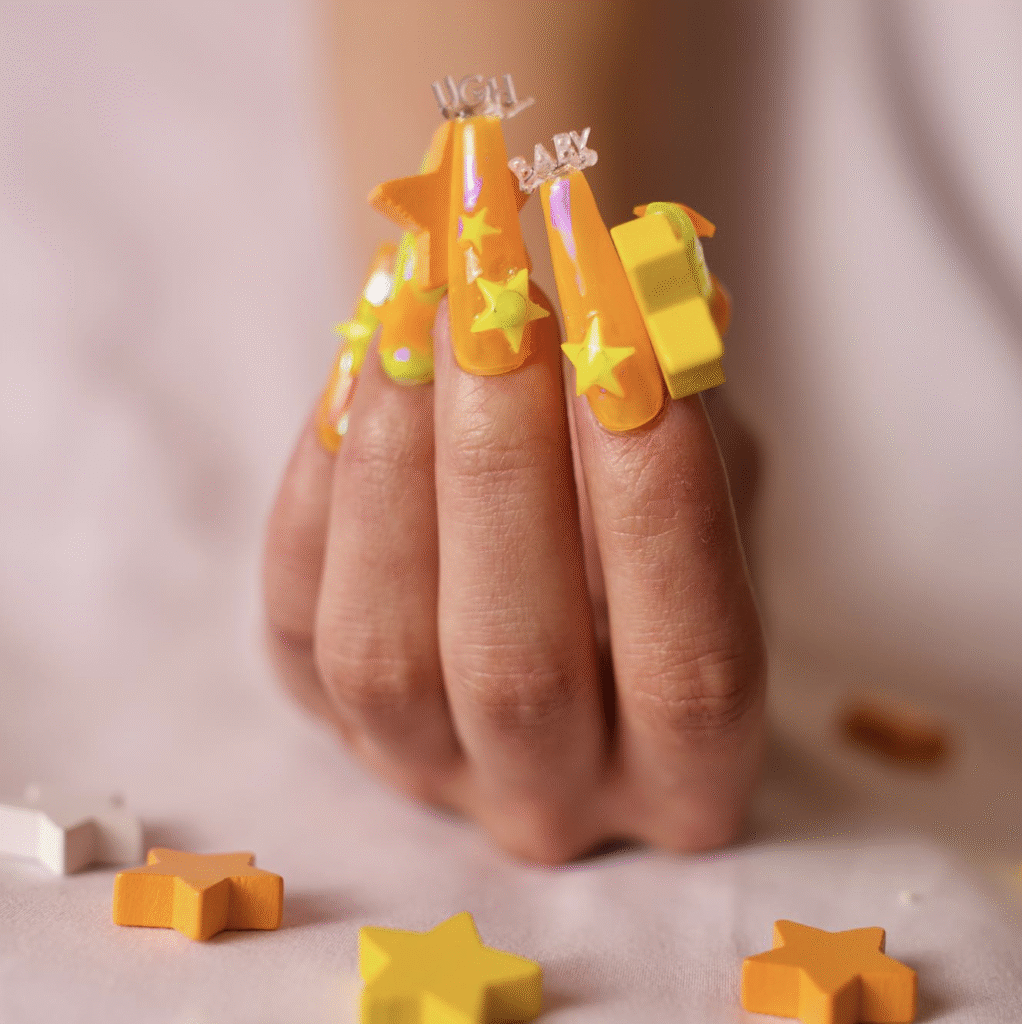 Orange and Yellow Nail