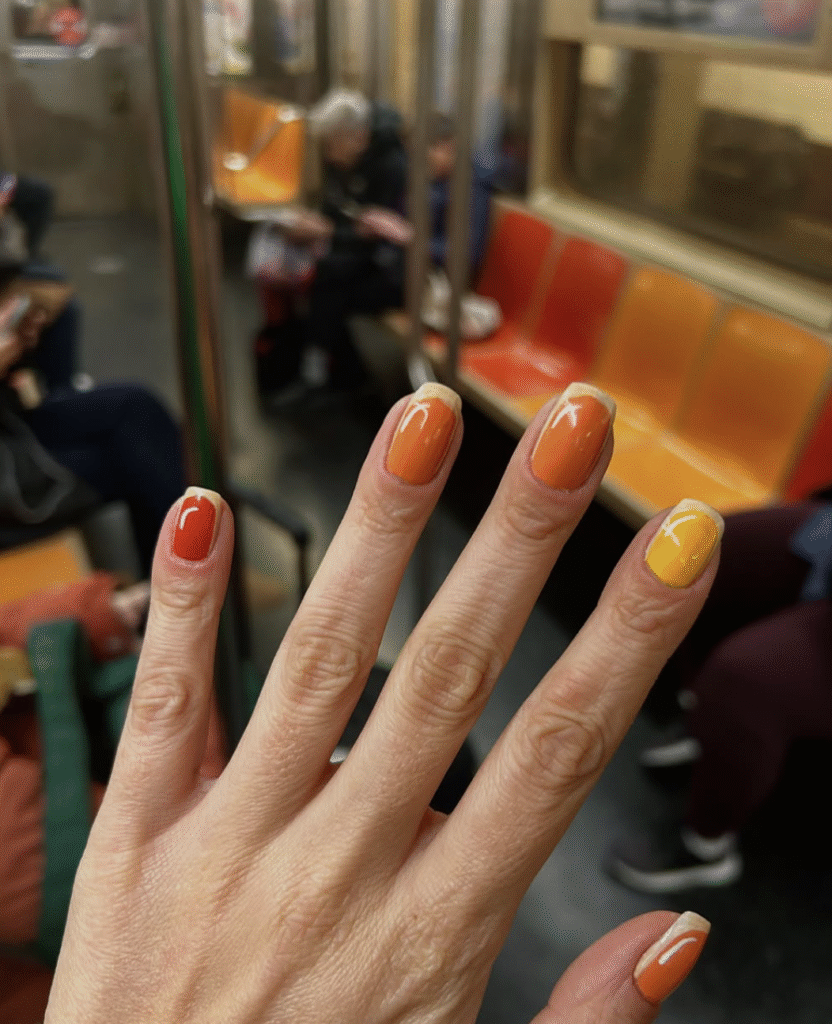 Orange and Yellow Nail