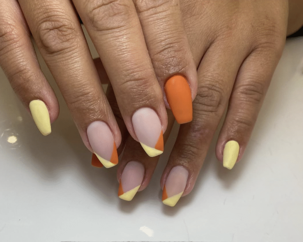 Orange and Yellow Nail