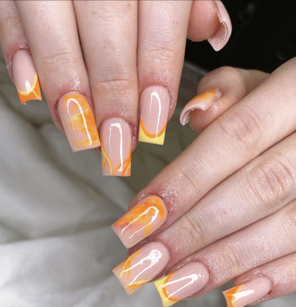 Orange and Yellow Nail
