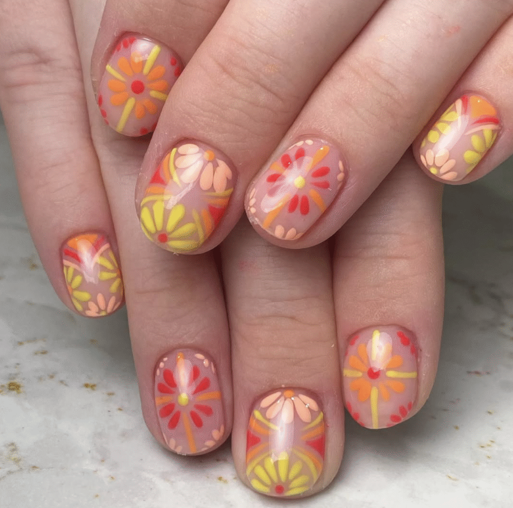 Orange and Yellow Nail