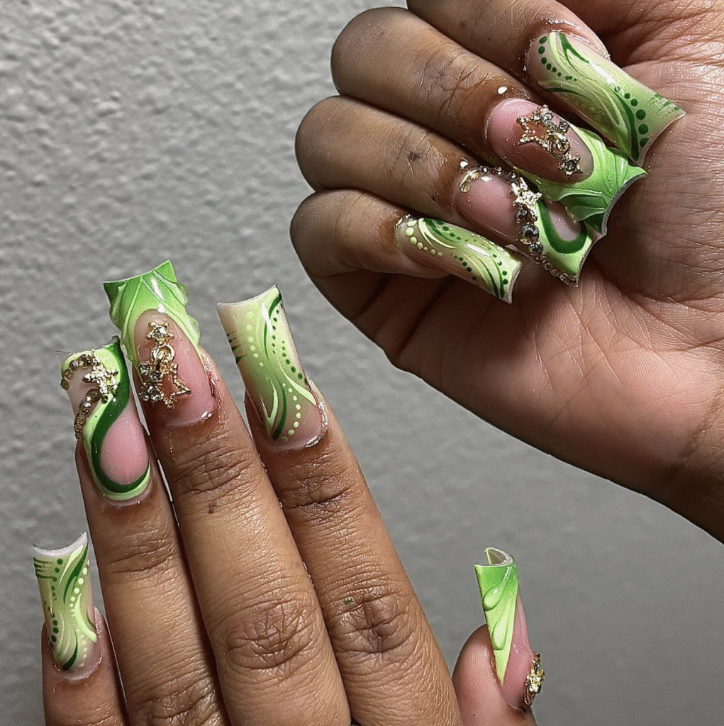 Green Summer nails 