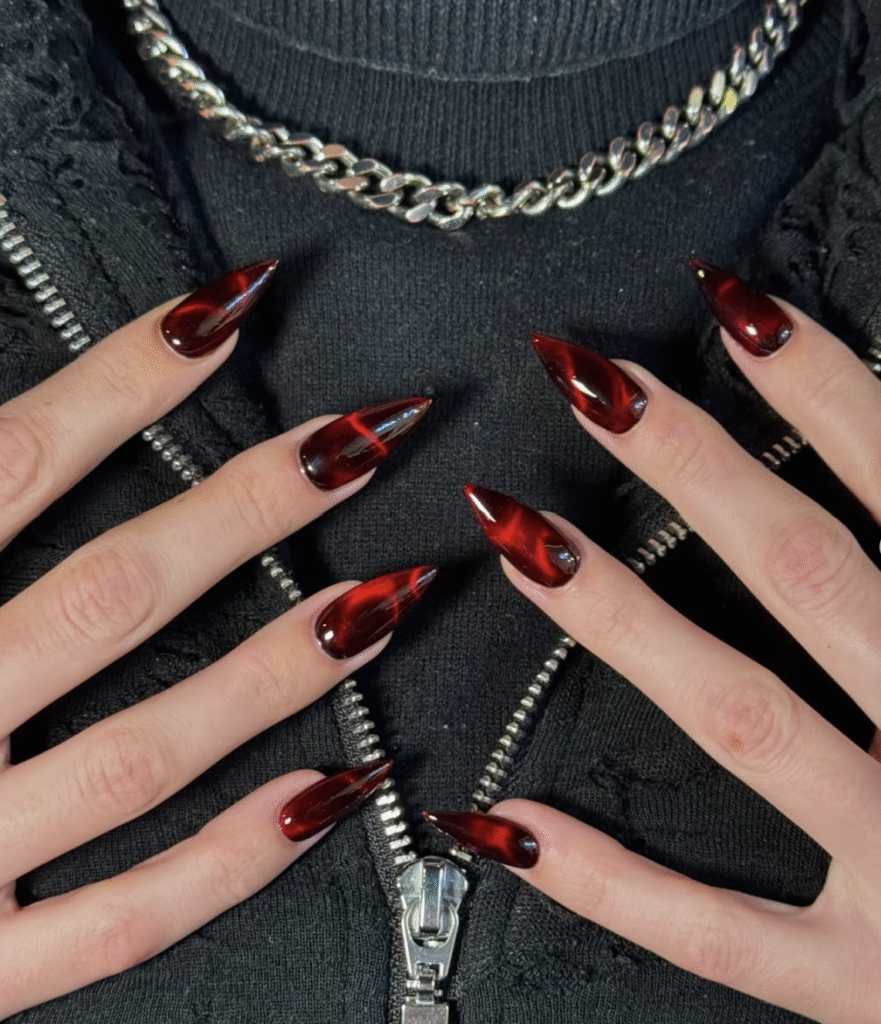 Red marble nails